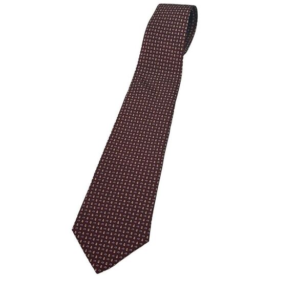 Vintage Tommy Hilfiger Silk Neck Burgundy Geometric Pattern Tie - Picture 3 of 7